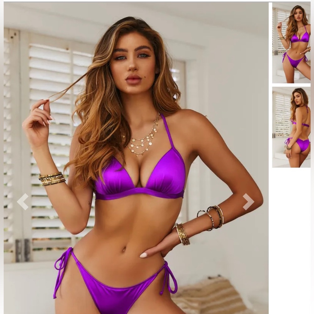 DOLLS purple push up bikini top & matching purple scrunch bikini bottoms